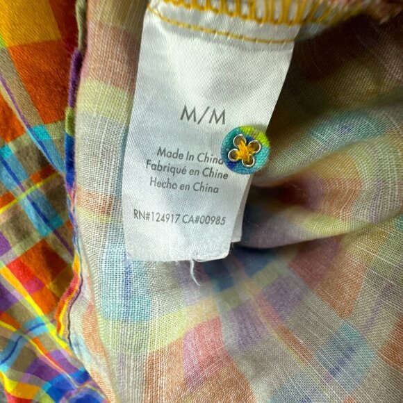 We Wore What Shirt Womens Medium Colorful Button Up Linen Blend Oversized Dad - Picture 15 of 16